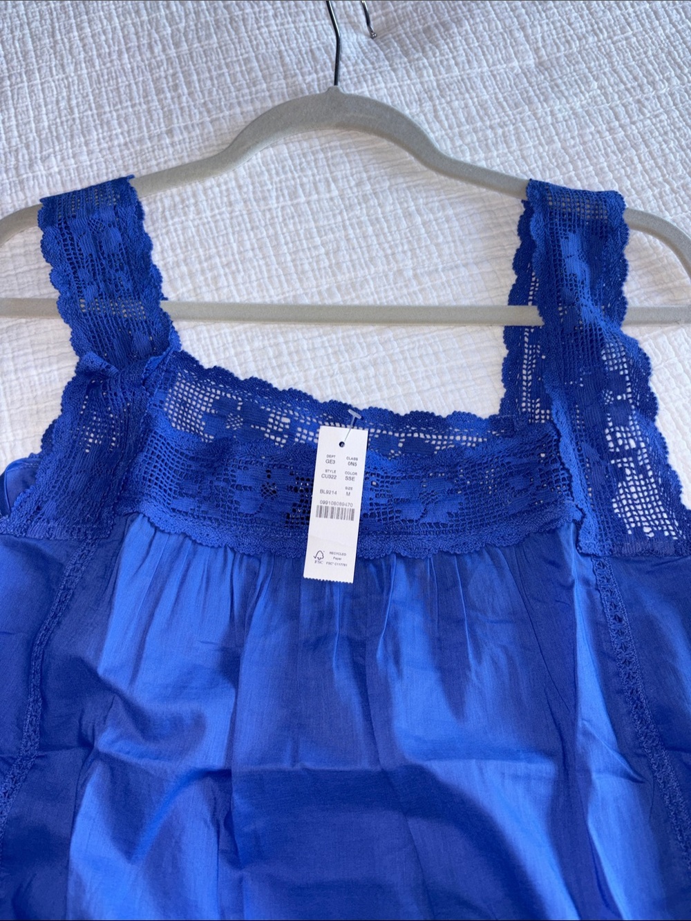 NWT J. Crew Women's Lace Trim Blue Mini Beach Dress (Size Medium) - Picture 3 of 5